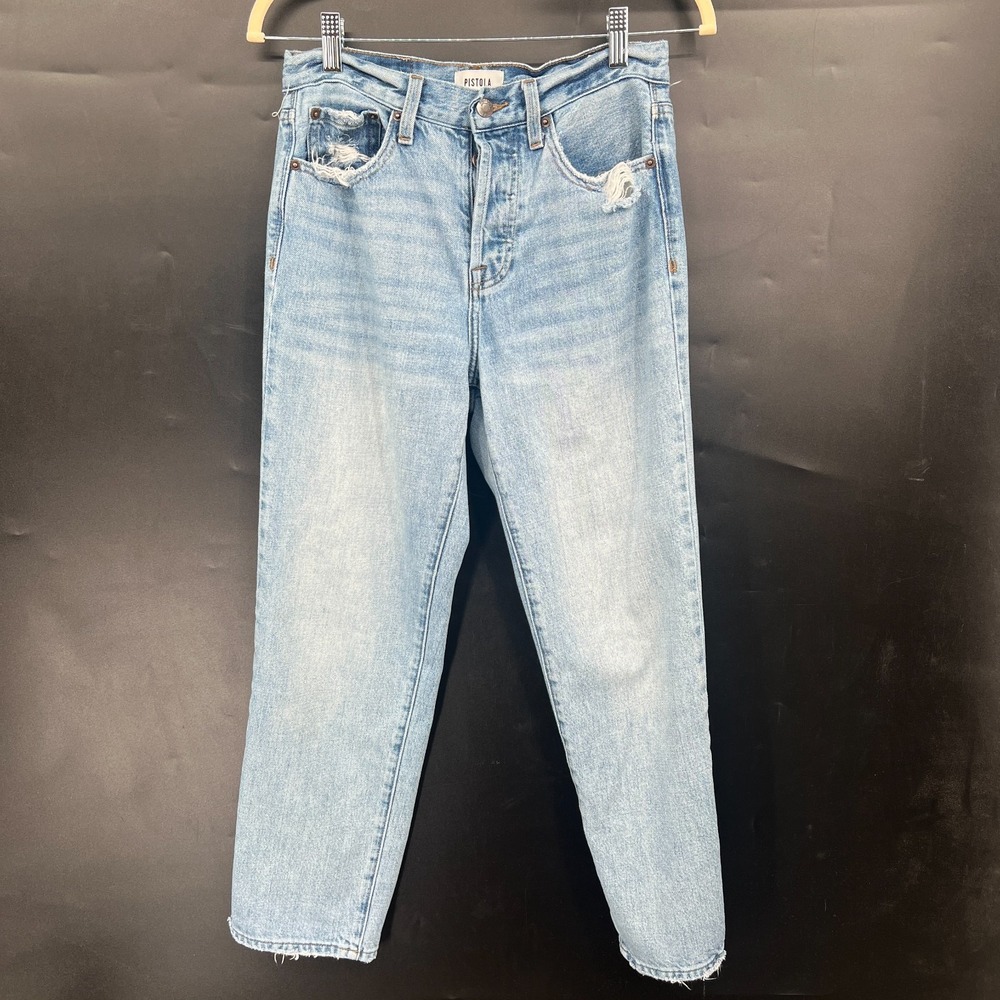 Pistola Charlie High Rise Jeans in Ruthless blue button fly ankle‎ effortless 27